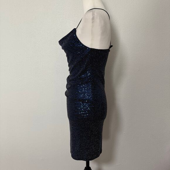 New Look Women's Blue Navy Sequin Shimmer Mini Bodycon Dress Size 10 - Picture 3 of 9
